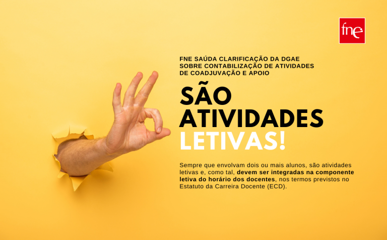 FNE saúda clarificação da DGAE sobre contabilização de atividades de coadjuvação e apoio a grupos de alunos